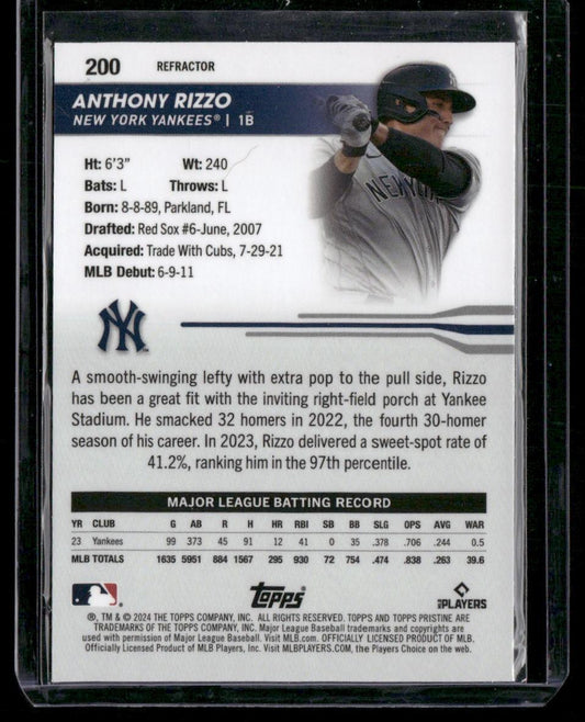 2024 Topps Pristine #200 Anthony Rizzo Refractors