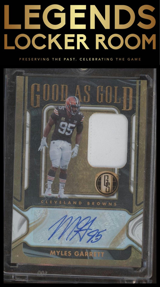 2024 Panini Gold Standard #GAG-MGT Myles Garrett Good as Gold White Gold #/49