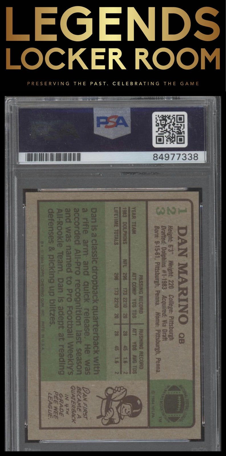 1984 Topps #123 Dan Marino Auto PSA 10