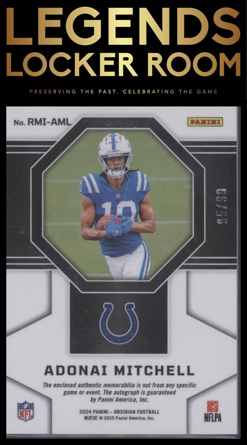 2024 Panini Obsidian Adonai Mitchell Rookie Material Ink /99