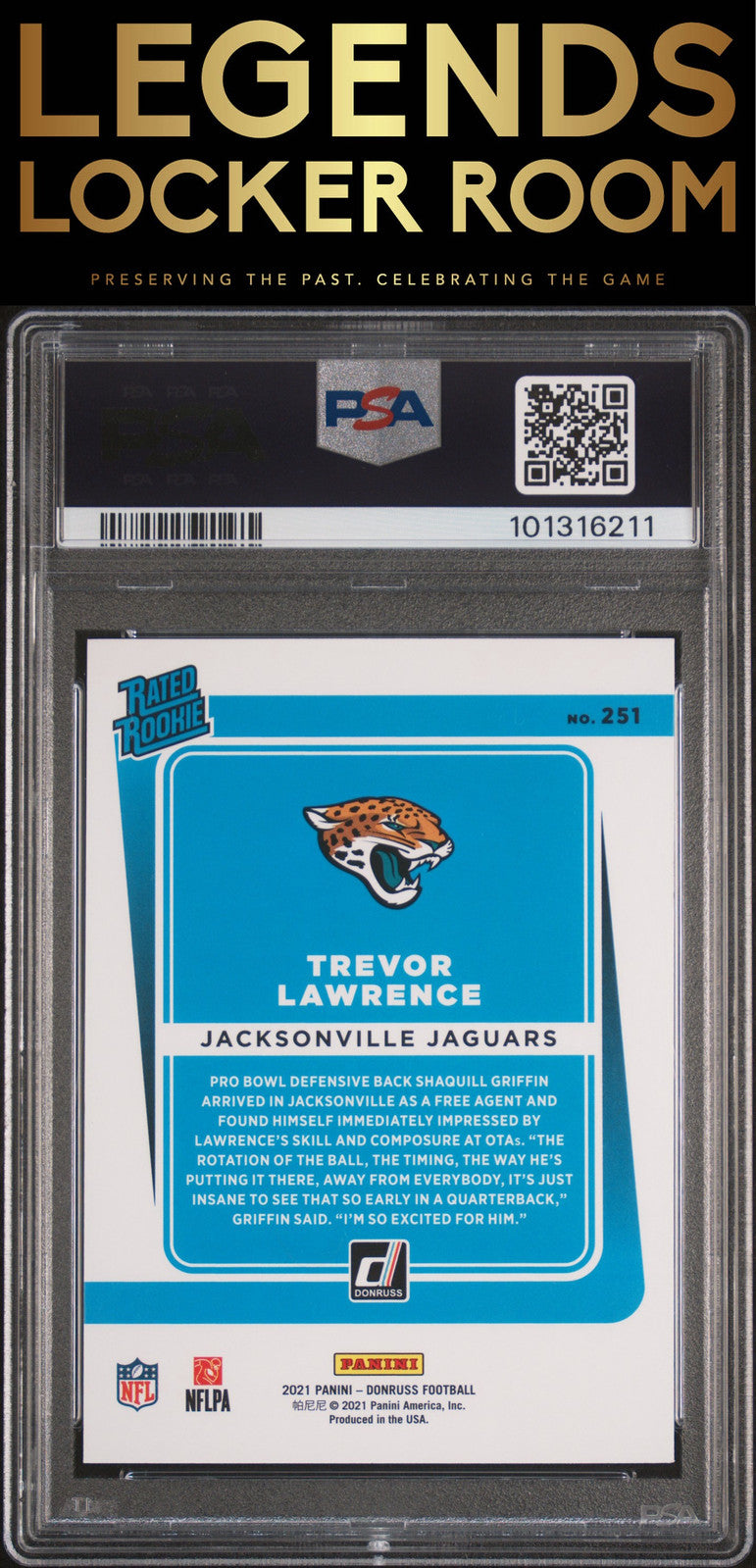 2021 Panini Donruss #251 Trevor Lawrence Press Proof Blue PSA 7