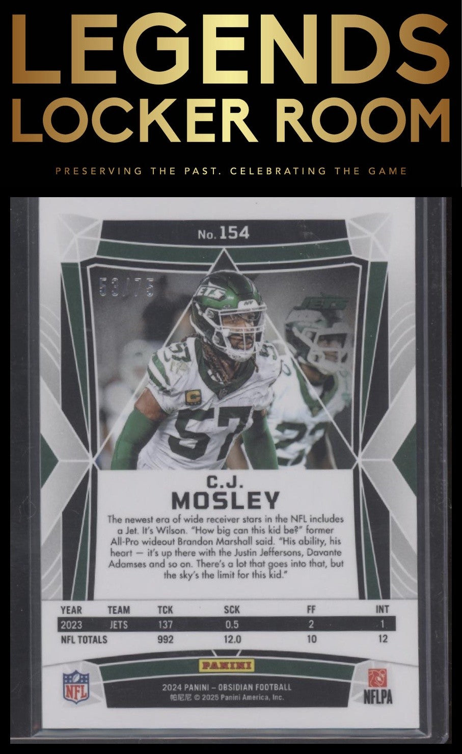 2024 Panini Obsidian C.J. Mosley Base Silver /75