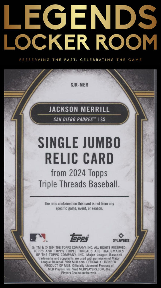 2024 Topps Triple Threads Jackson Merrill Single Jumbo Relics Emerald #/27