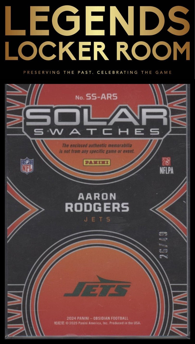 2024 Panini Obsidian - Solar Swatches Purple #14 Aaron Rodgers #/49