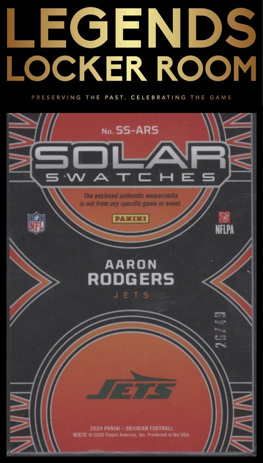 2024 Panini Obsidian - Solar Swatches Purple #14 Aaron Rodgers #/49