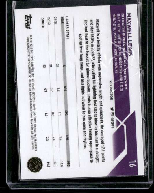 2023-24 Topps Chrome #16 Maxwell Lewis Refractors