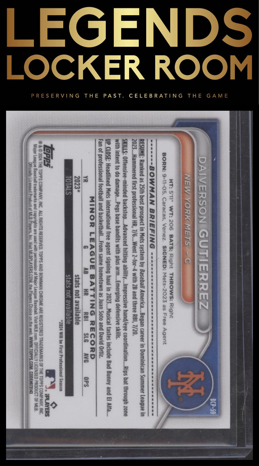 2024 Bowman Daiverson Gutierrez Chrome Prospects Aqua Shimmer Refractors /125