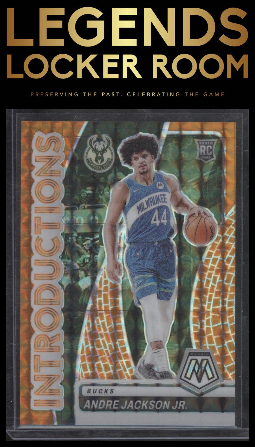 2023-24 Panini Mosaic #7 Andre Jackson Jr. Introductions Mosaic Orange #/49