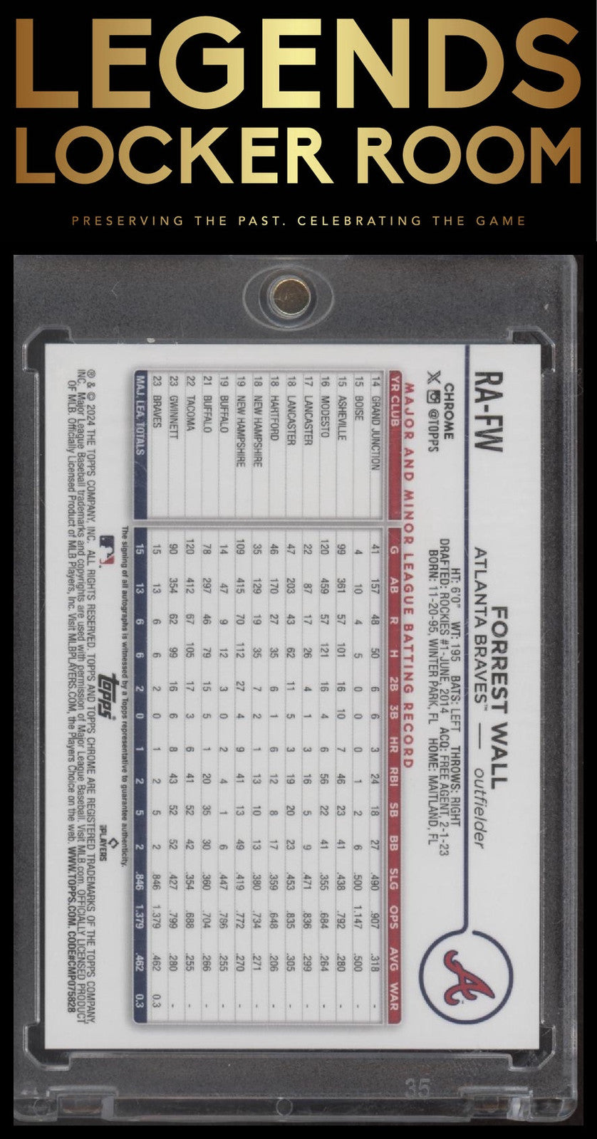 2024 Topps Chrome #RA-FW Forrest Wall Rookie Autographs