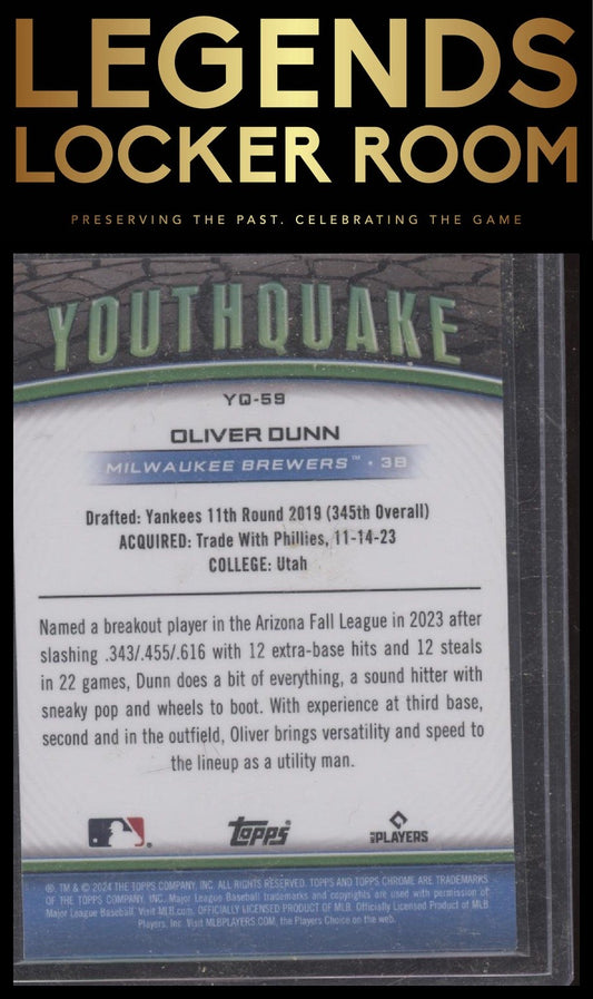 2024 Topps Chrome Update #YQ-59 Oliver Dunn Youthquake Green Refractors #/99