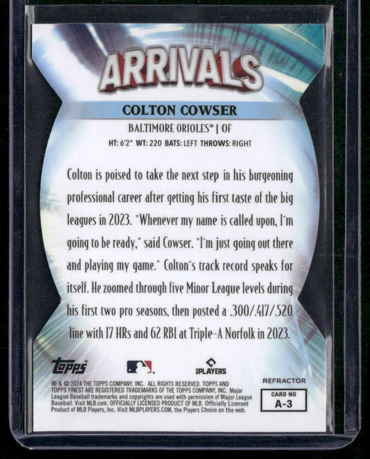 2024 Finest #A-3 Colton Cowser Arrivals Refractors