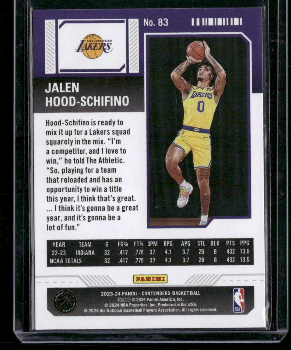 2023-24 Panini Contenders #83 Jalen Hood-Schifino Season Ticket Retail