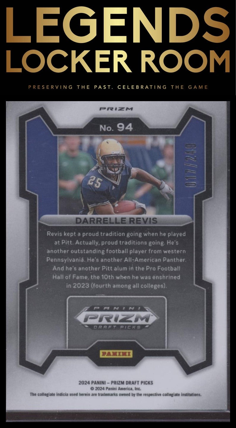 2024 Panini Prizm Draft Picks #94 Darrelle Revis Blue Wave #/249