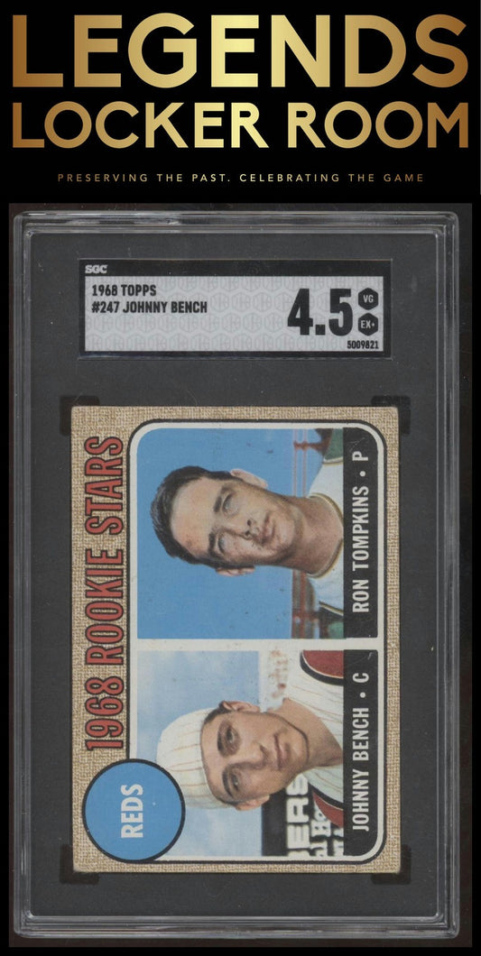 1968 Topps #247b Reds 1968 Rookie Stars (Johnny Bench / Ron Tompkins) SGC 4.5