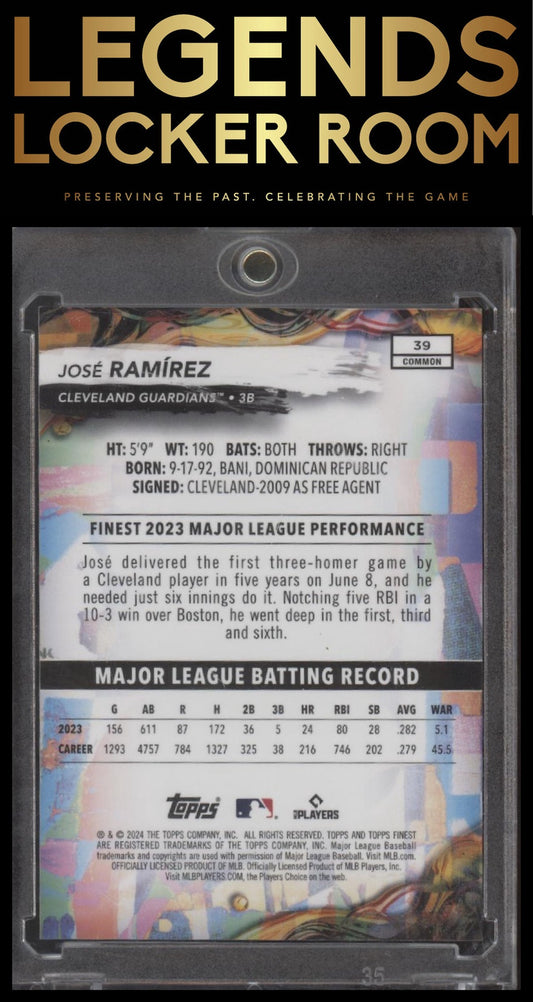 2024 Finest #39 José Ramírez Blue Checkerboard Refractors #/99
