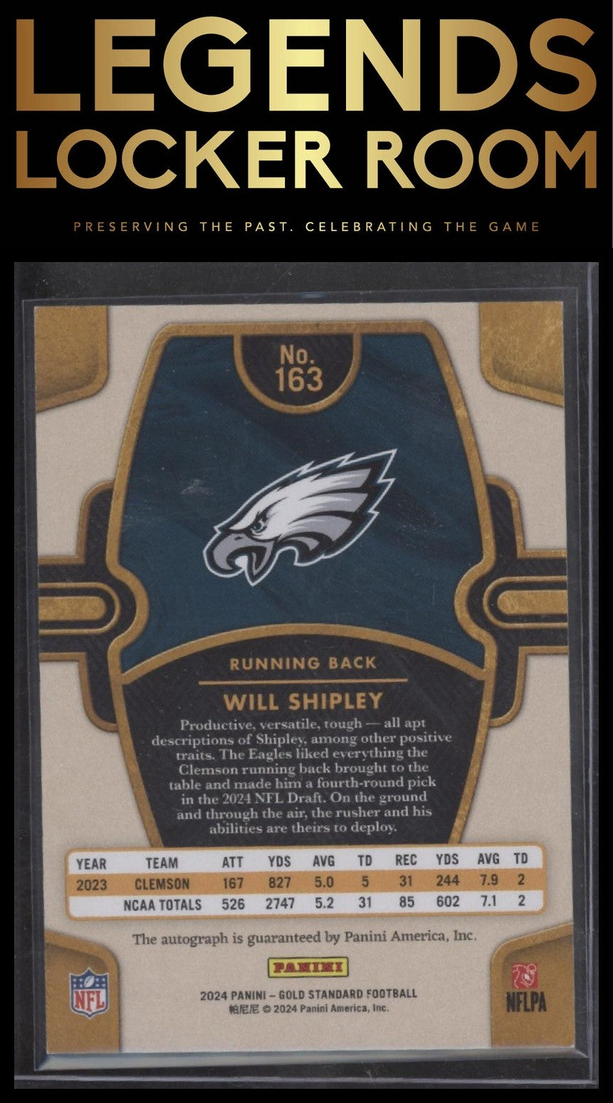 2024 Panini Gold Standard #163 Will Shipley Autographs Platinum #/99