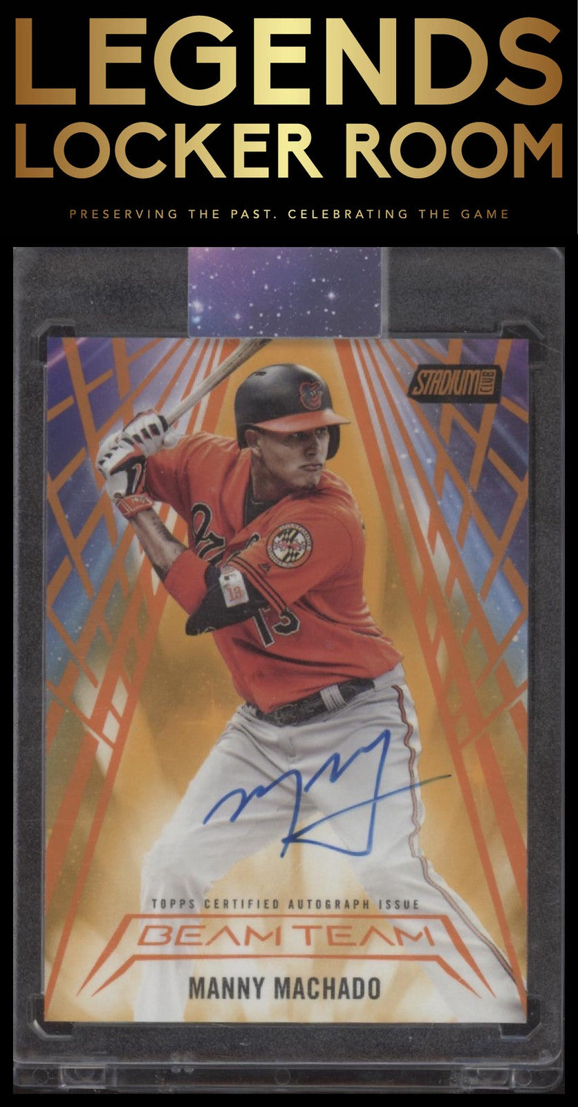 2018 Stadium Club #BTA-MM Manny Machado Beam Team Autographs Orange #/5