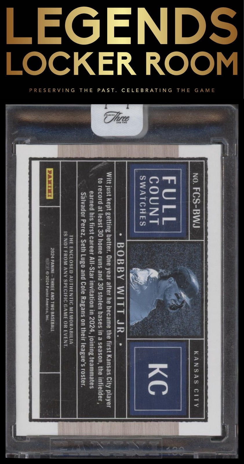 2024 Panini Three And Two Full Count Swatches Bobby Witt Jr. 09/10