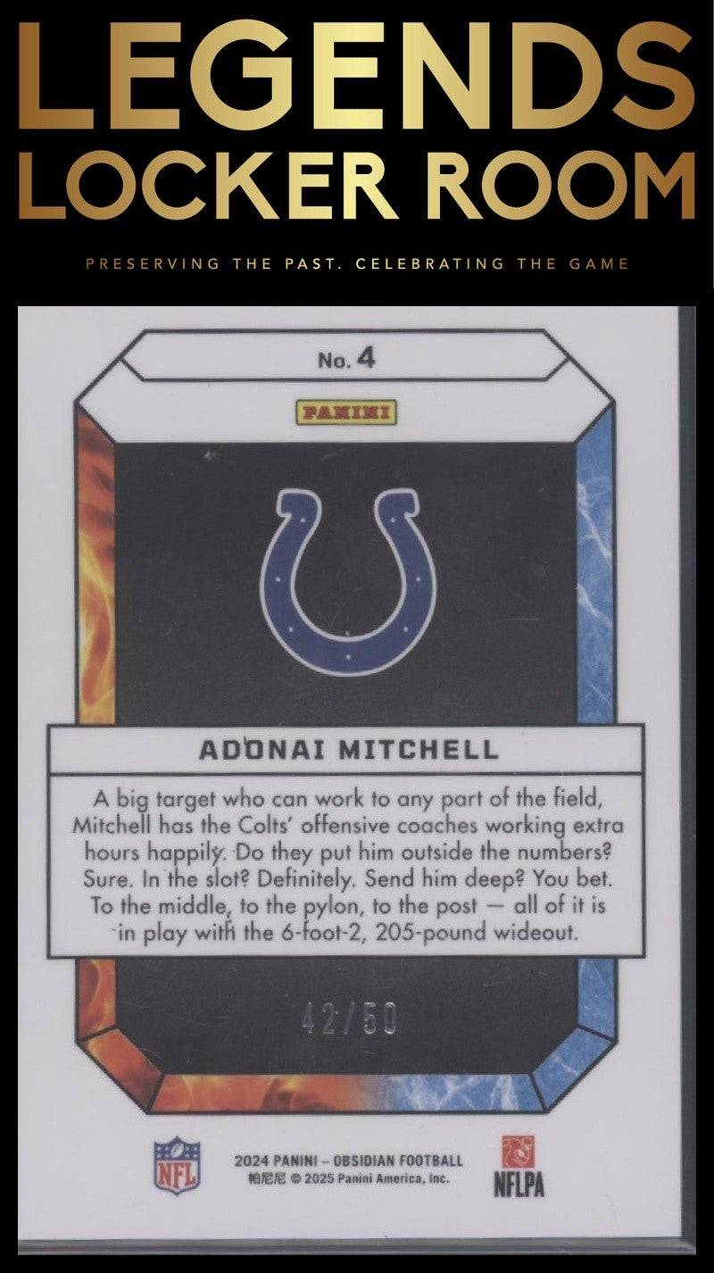 2024 Panini Obsidian - Fire and Ice Purple #4 Adonai Mitchell #/50