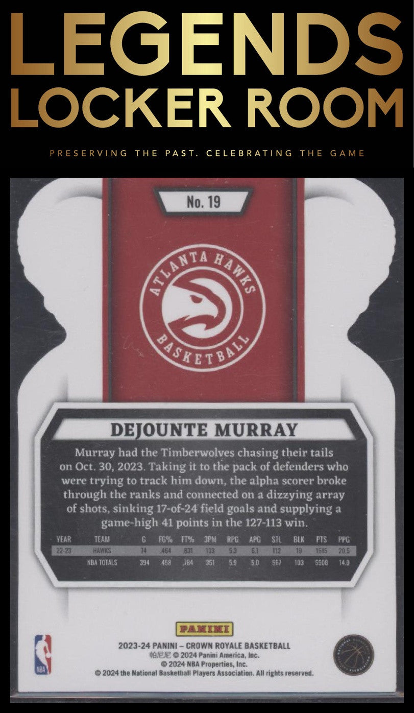 2023-24 Panini Crown Royale #19 Dejounte Murray International Silver #/18