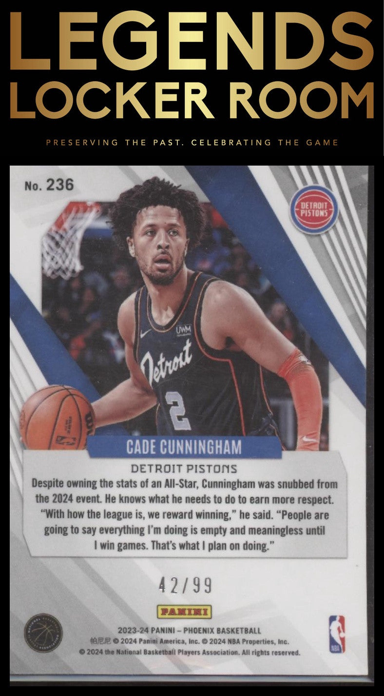 2023-24 Panini Phoenix #236 Cade Cunningham Orange #/99