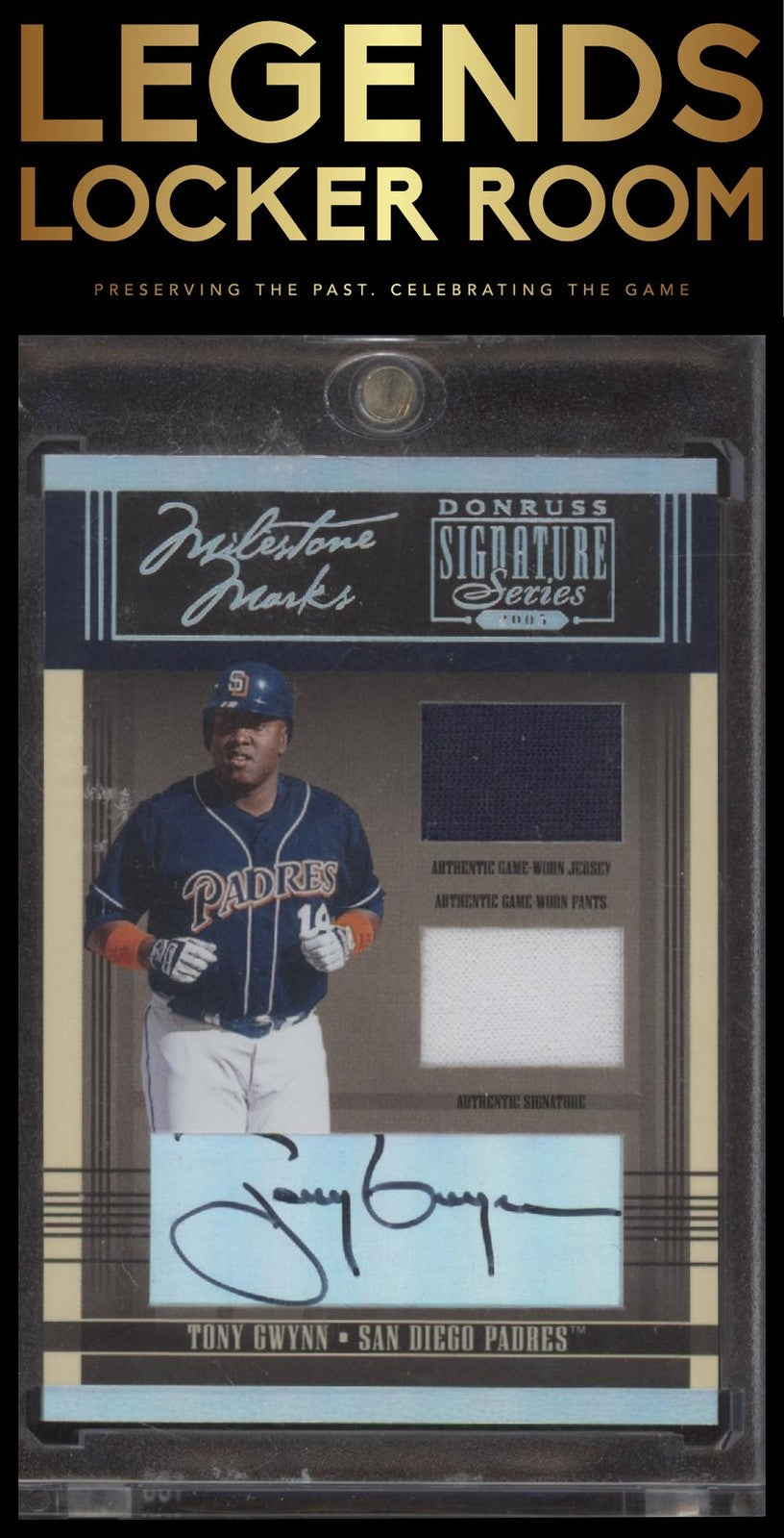 2005 Donruss Signature Tony Gwynn Milestone Marks Auto Material Combo