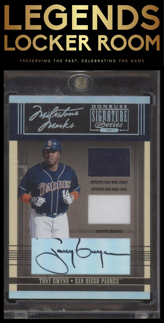 2005 Donruss Signature Tony Gwynn Milestone Marks Auto Material Combo