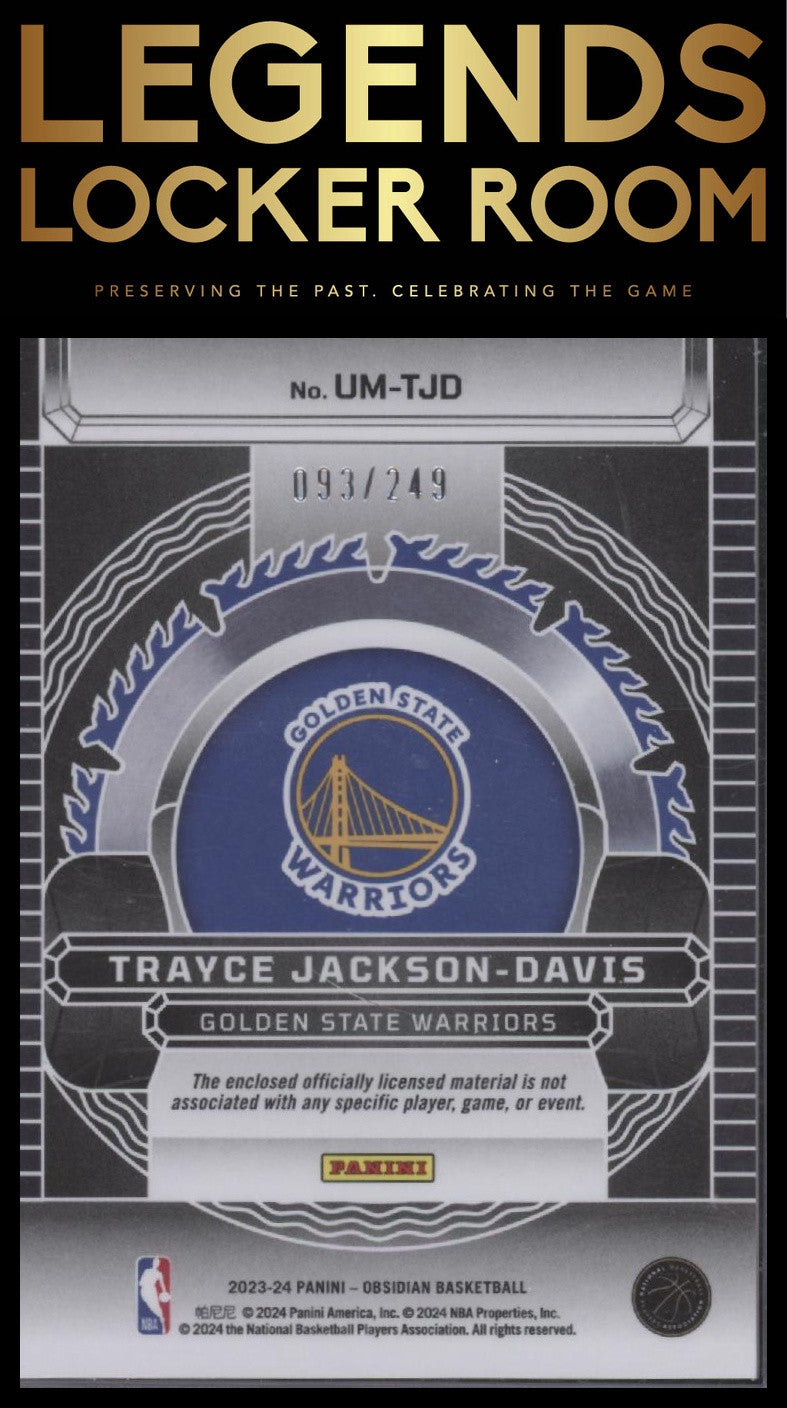 2023-24 Panini Obsidian Trayce Jackson-Davis Unbreakable Mem #/249