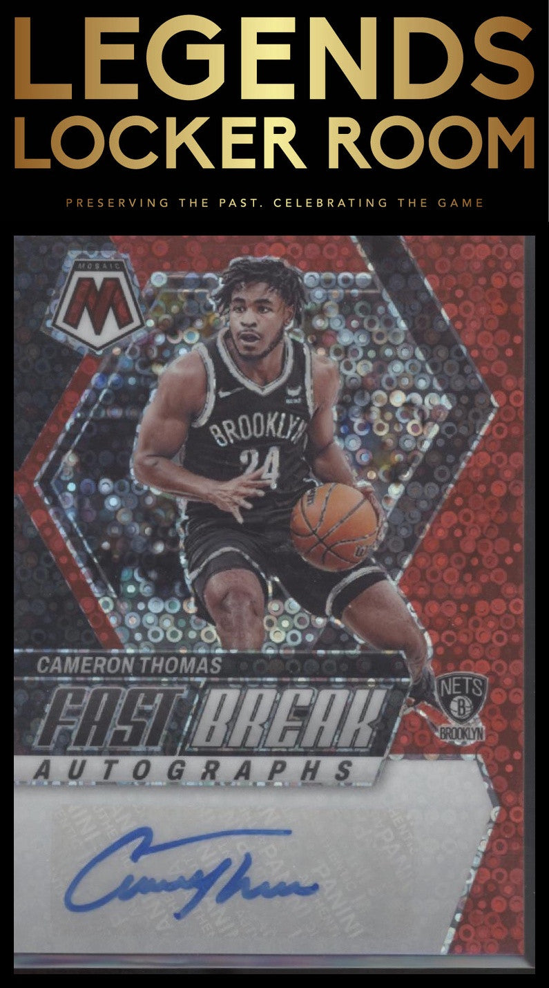 2023-24 Panini Mosaic #FB-CAM Cameron Thomas Autographs Fast Break Red #/49