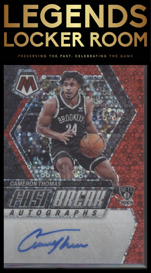 2023-24 Panini Mosaic #FB-CAM Cameron Thomas Autographs Fast Break Red #/49