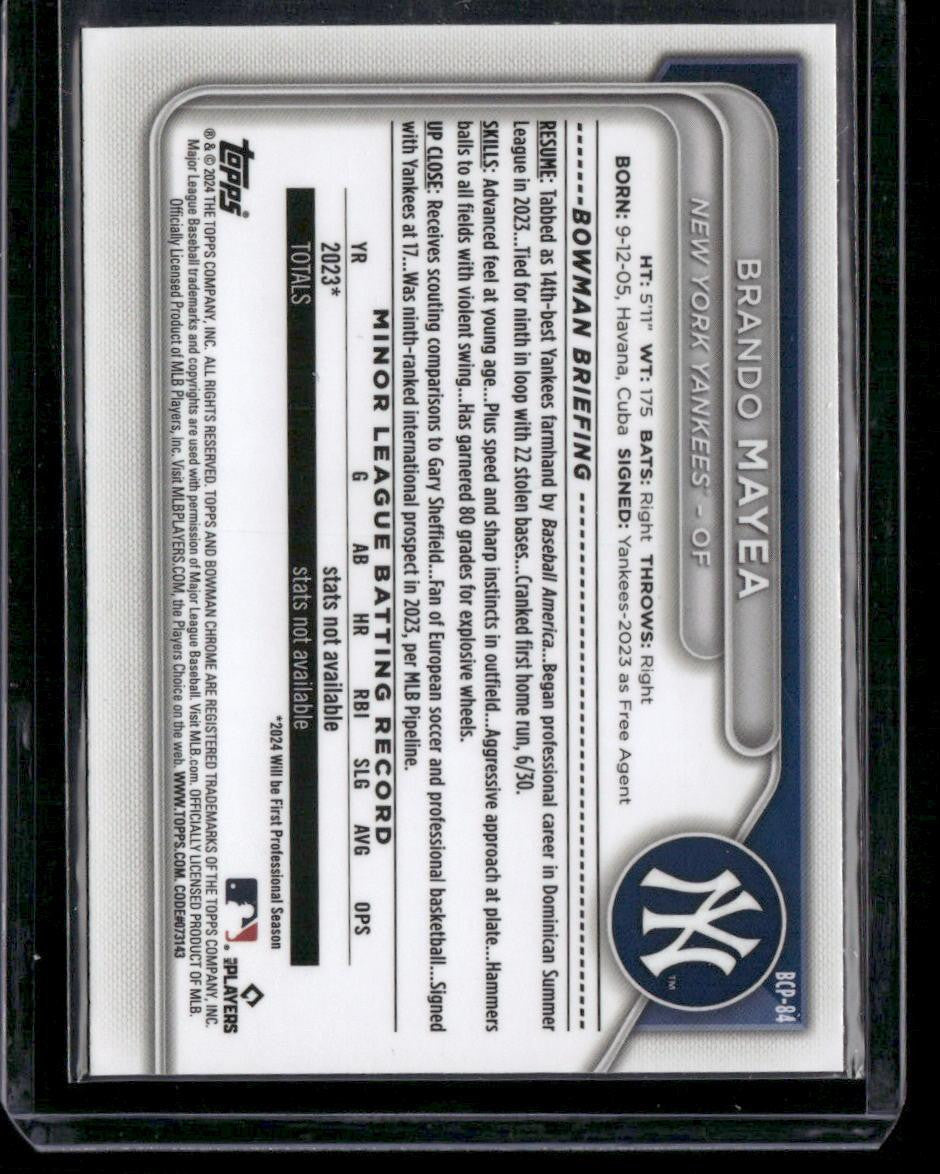 2024 Bowman Chrome Sapphire #BCP-84 Brando Mayea Prospects