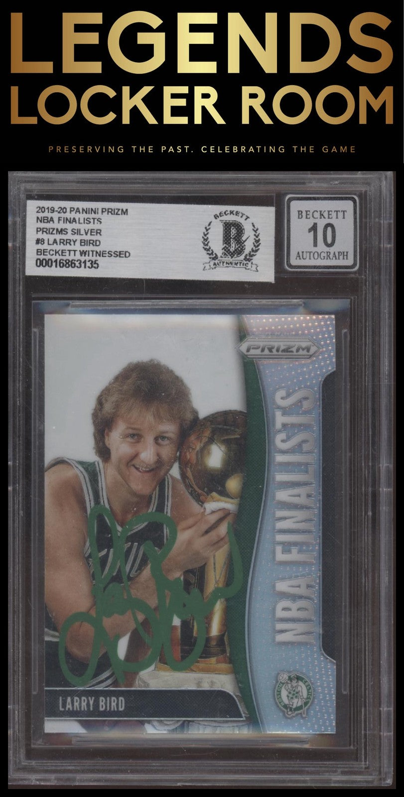 2019-20 Panini Prizm #8 Larry Bird NBA Finalists Silver Auto BGS 10