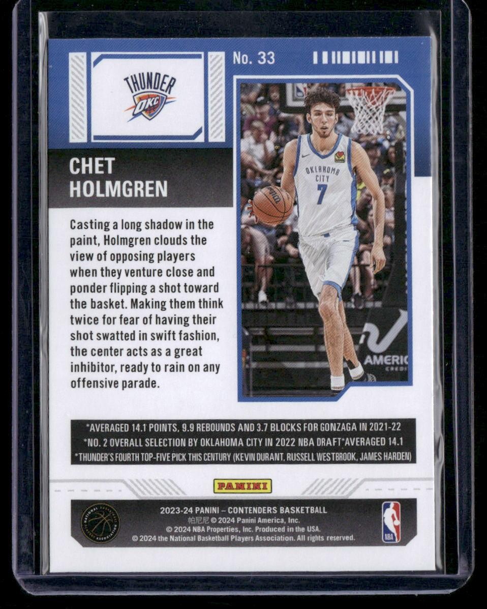 2023-24 Panini Contenders #33 Chet Holmgren Season Ticket Retail