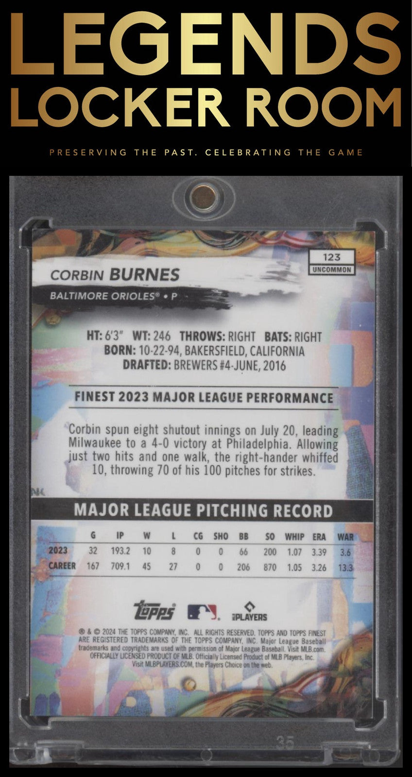 2024 Finest #123 Corbin Burnes Blue Checkerboard Refractors #/75