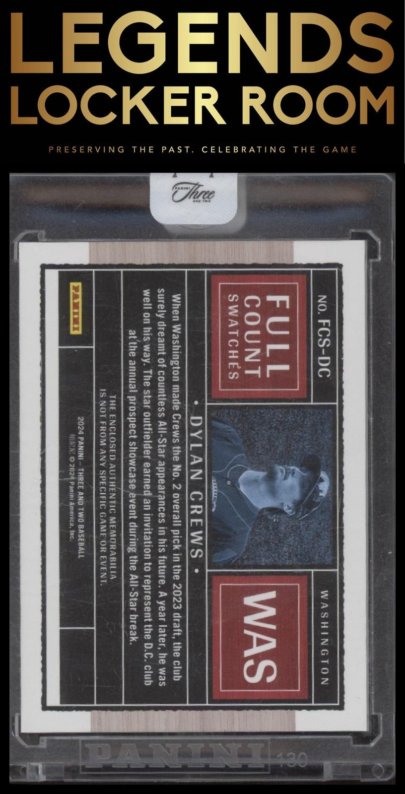 2024 Panini Three and Two Full Count Swatches Dylan Crews /25